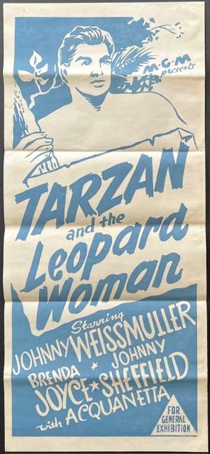 Tarzan And The Leopard Woman Poster Daybill Rare Original Re-Issue