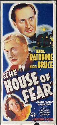 The House Of Fear Poster Daybill Original 1945 Basil Rathbone Holmes