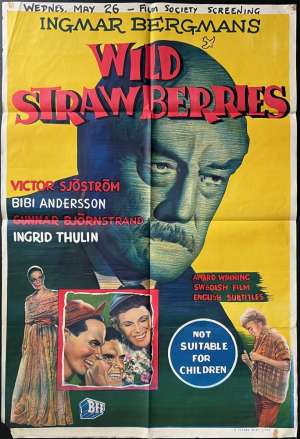 Wild Strawberries Poster One Sheet Rare Original 1957 Ingmar Bergman