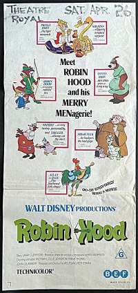 Robin Hood Poster Disney Original Daybill Rare FIRST Release 1973