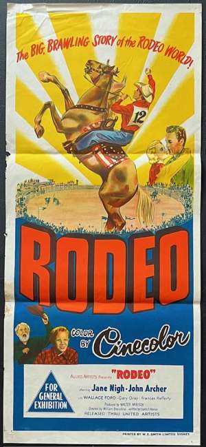 Rodeo Poster Daybill Rare Original 1952 John Archer Rare Western