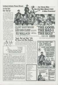 The Good The Bad And The Ugly Press Sheet Original 1970s Re-Release