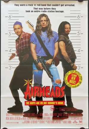 Airheads Poster One Sheet Original 1994 Brendan Fraser Adam Sandler