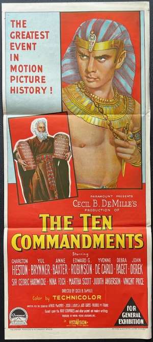 The Ten Commandments Poster Daybill Original Rare FIRST printing 1958