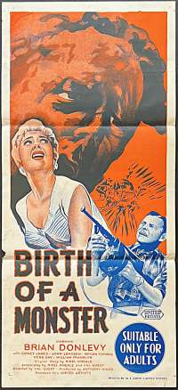 Birth Of A Monster Poster Original Daybill Very Rare 1957 Quatermass 2