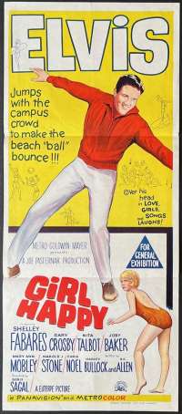 Girl Happy Poster Daybill Original 1965 Elvis Presley Shelley Fabres