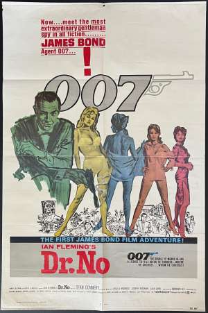 Dr No Poster One Sheet Original USA 1980&#039;s Re-Issue Sean Connery 007